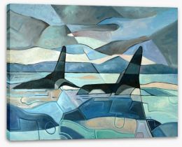 Orcas swimming Stretched Canvas 90991090
