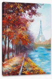 Autumn along the Seine Stretched Canvas 91557009