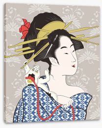The cat on the kimono Stretched Canvas 94243667