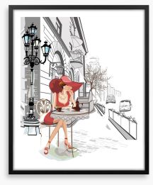 Coffee at the cafe Framed Art Print 94337498
