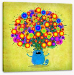Blue cat with Asters Stretched Canvas 95628749