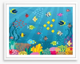 School on the reef Framed Art Print 96305872