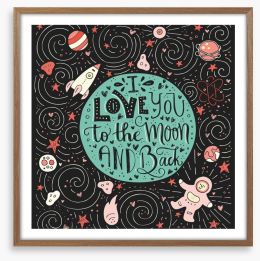 The moon and back Framed Art Print 97093523