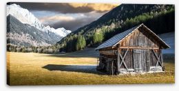 Lone alpine chalet Stretched Canvas 99745148