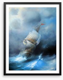 Sailboat in the storm Framed Art Print 99821548
