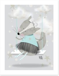 Blue fox swing Art Print KB0014