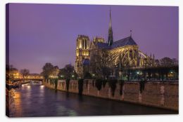Notre Dame dusk Stretched Canvas SL0011