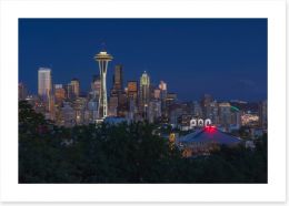 Seattle skyline by night Art Print SL0029