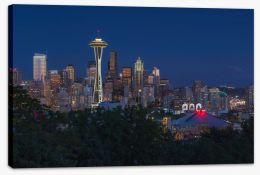 Seattle skyline by night Stretched Canvas SL0029