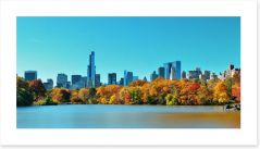 Manhattan skyline in Fall Art Print 100925764