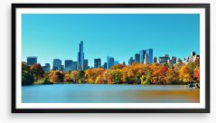 Manhattan skyline in Fall Framed Art Print 100925764
