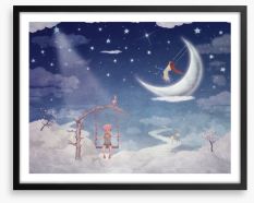 Swinging in the clouds Framed Art Print 101835821