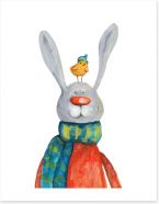 Rabbit and chick Art Print 102510244