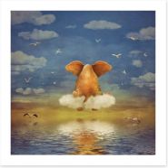 Elephant on the cloud Art Print 102521132