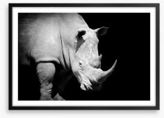 Rhino approaching Framed Art Print 102585777