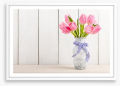 Tranquil pink tulips Framed Art Print 103985059