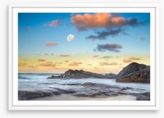 Moon over Cabarita beach Framed Art Print 104373526