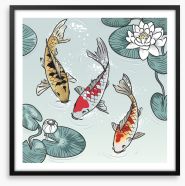 Kawaii koi fish Framed Art Print 107078332
