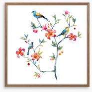 Birds on a branch Framed Art Print 108424421