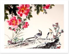 Birds under the blossom Art Print 109279544