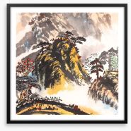 The sunlit mountain Framed Art Print 109279627