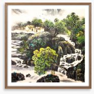 The waterfall village Framed Art Print 109571255