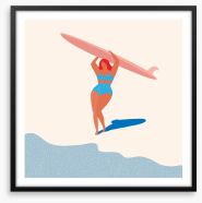 Deco surfer girl Framed Art Print 112606328