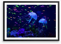 Jellyfish party Framed Art Print 121673806