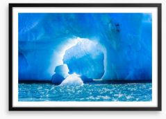 Through the ice cave Framed Art Print 127779164