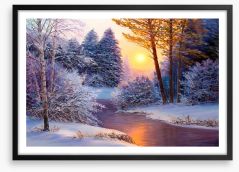 Snowy river sundown Framed Art Print 129468845