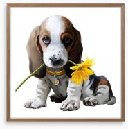 Beagle bouquet Framed Art Print 129572929