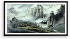 Mist of the valley Framed Art Print 129797582