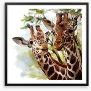 Giraffe and calf Framed Art Print 129875141