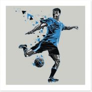The soccer player in blue Art Print 132754246