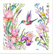 Iris and hummingbird Art Print 133328673