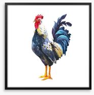 The blue rooster Framed Art Print 133401777