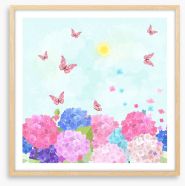 Hydrangea flutter Framed Art Print 134168850