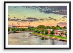 The Yarra River with MCG Framed Art Print 134391339
