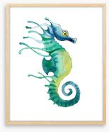 Seahorse blues Framed Art Print 134926090