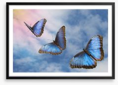 Blue butterfly sky Framed Art Print 14196513