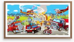 Fire truck frenzy Framed Art Print 142460152