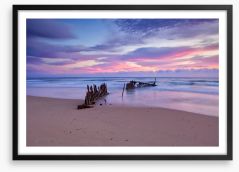 Dicky Beach shipwreck sunrise Framed Art Print 142764671