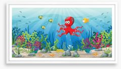 The red octopus Framed Art Print 142983503