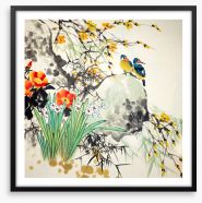Perched on the rock Framed Art Print 144036868