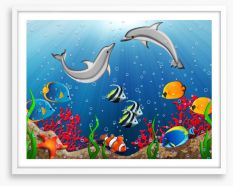 The dance of the dolphins Framed Art Print 14413857