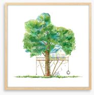 Cubby in the tree Framed Art Print 165343080