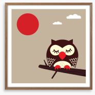 Red moon owl Framed Art Print 16811833