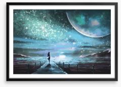 On the moonlit pier Framed Art Print 168168260
