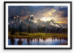 Grand Teton cloudburst Framed Art Print 171366185