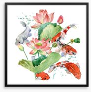 Pink lotus koi 1 Framed Art Print 171773251